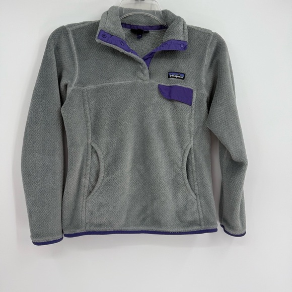 PATAGONIA Re-Tool T-Snap Pullover Fleece Jacket Women's Size Small Gray Purple - Picture 10 of 10